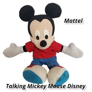 VINTAGE 90s Talking Mickey Mouse Plush Toy Disney Mattel "you tickled my belly"